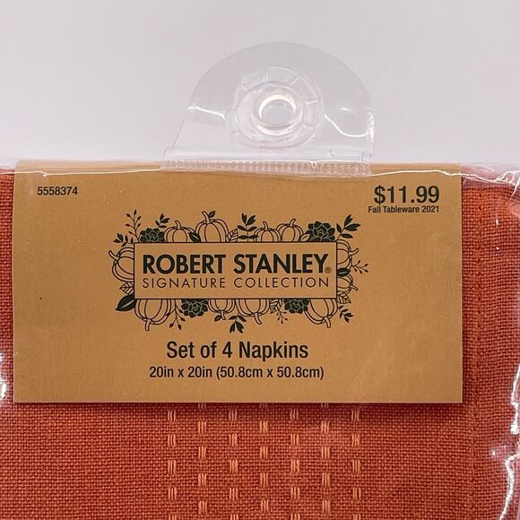 Robert Stanley Fabric Napkins Rustic Orange JoyFall Set of 4 Item #HL9175637 NEW - Picture 3 of 5